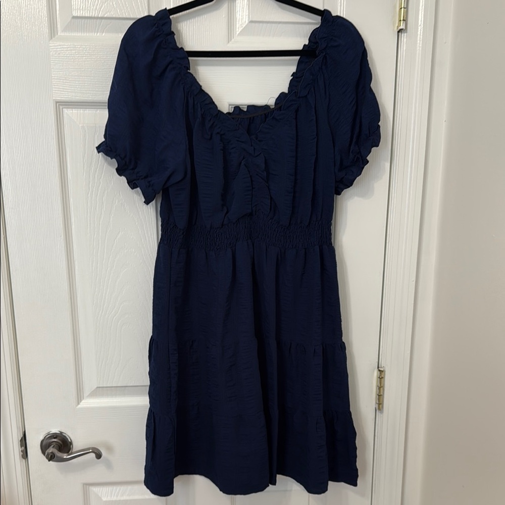 Navy Blue Ruffled Dress